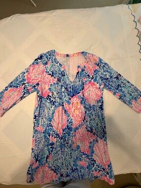 Lilly Pulitzer Pink and Blue Printed Midi Dress